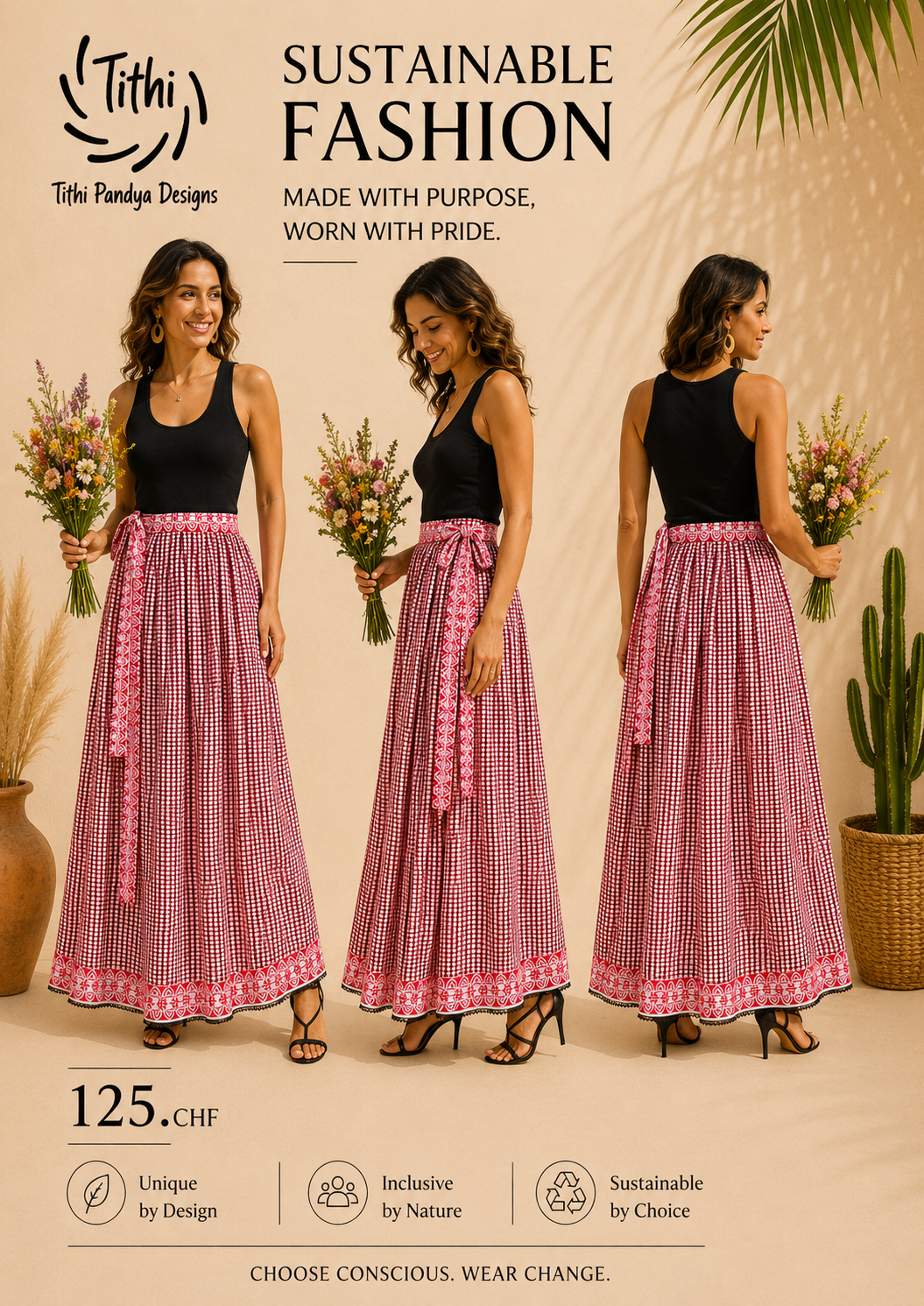 Wrap Around Patchwork Maxi Skirt made of saree