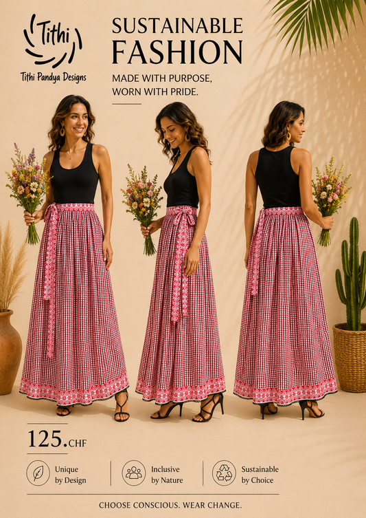 Wrap Around Patchwork Maxi Skirt made of saree
