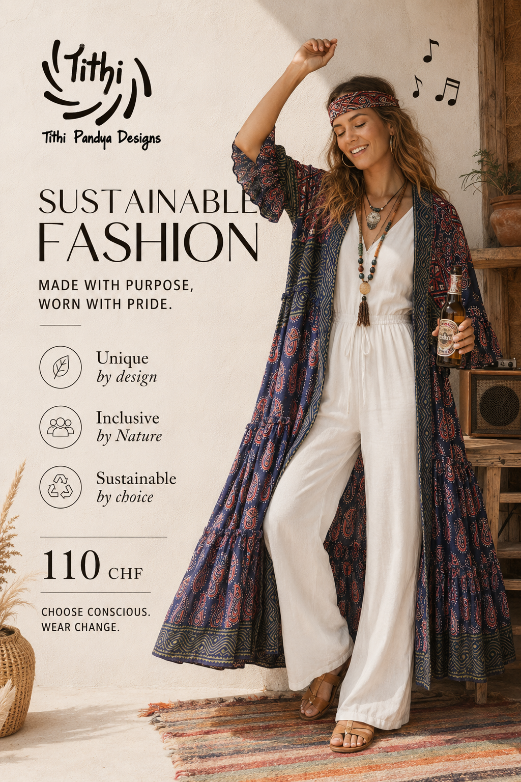 Pure Cotton Hand Block Print Boho Cardigan | Fair Trade | One Size (Copy 3)