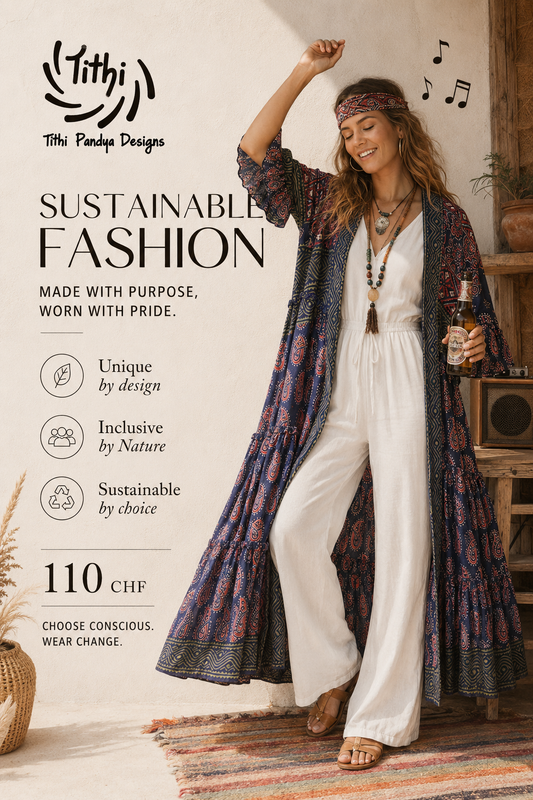 Pure Cotton Hand Block Print Boho Cardigan | Fair Trade | One Size (Copy 3)