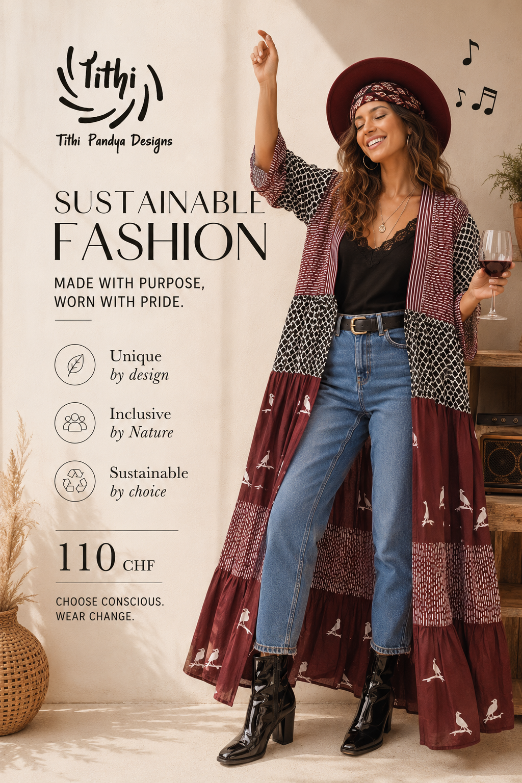 Pure Cotton Hand Block Print Boho Cardigan | Fair Trade | One Size (Copy 4)