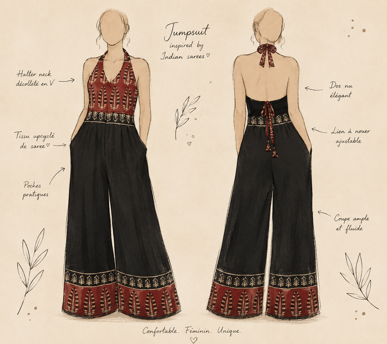 Pure Cotton Saree Jumpsuit