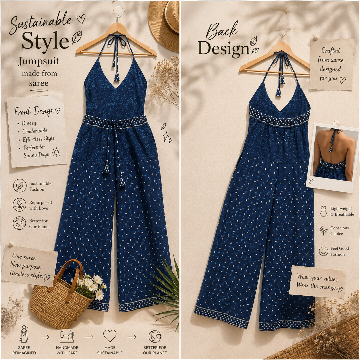 Pure Cotton Saree Jumpsuit