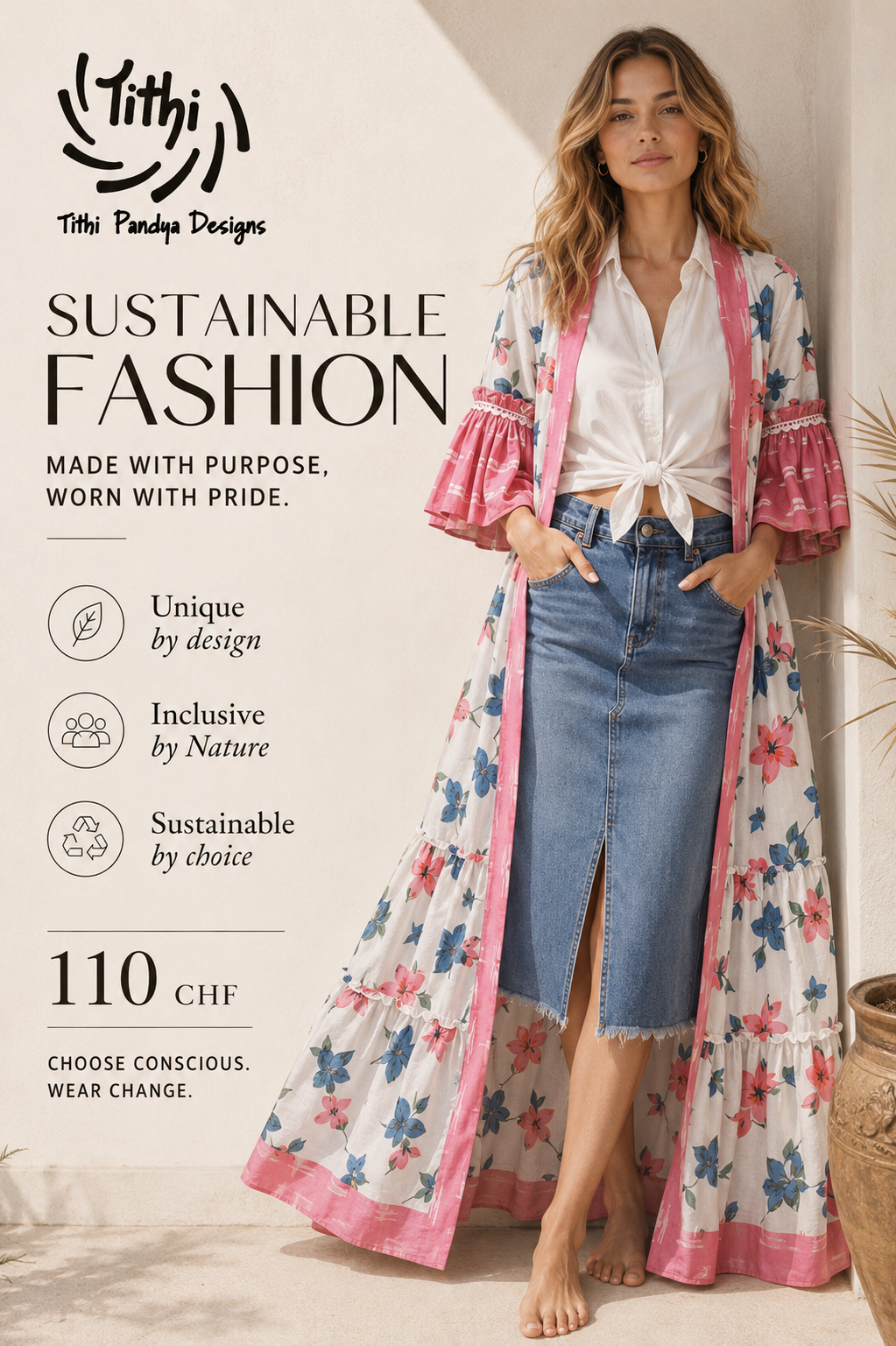 Pure Cotton Hand Block Print Boho Cardigan | Fair Trade | One Size (Copy 2)