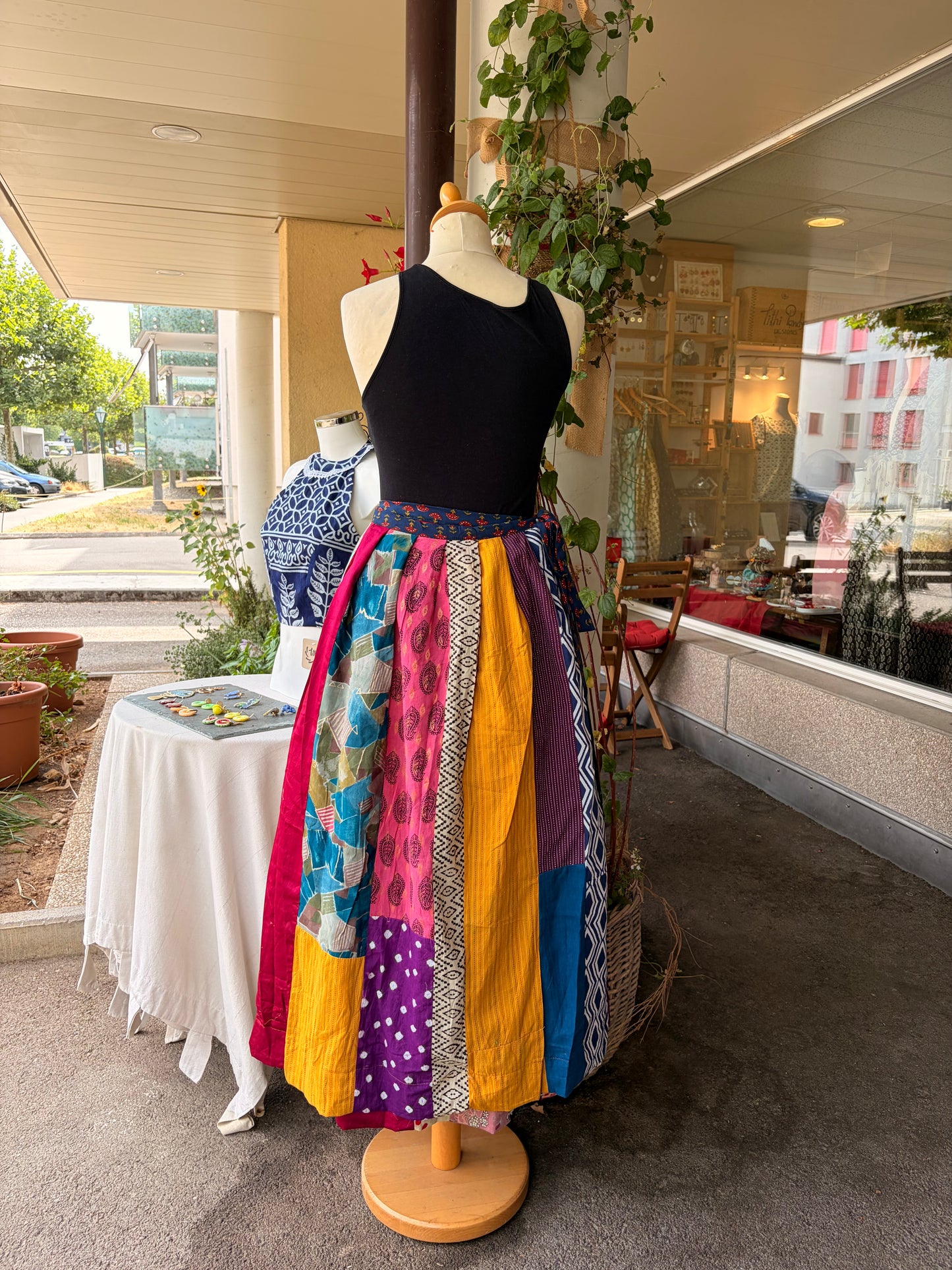 Wrap Around Patchwork Maxi Skirt made of saree