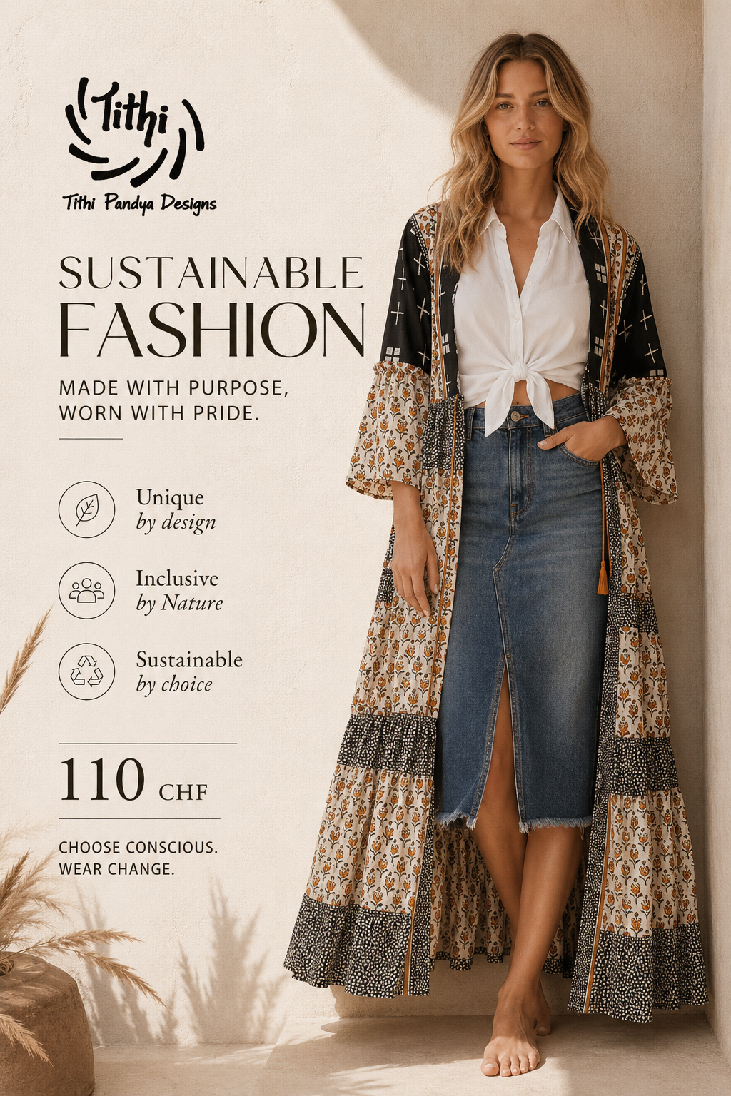 Pure Cotton Hand Block Print Boho Cardigan | Fair Trade | One Size (Copy)