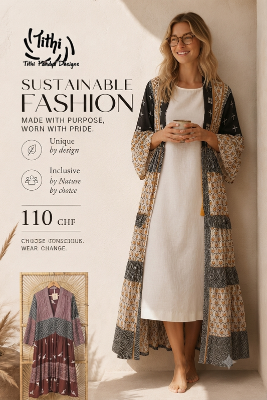 Pure Cotton Hand Block Print Boho Cardigan | Fair Trade | One Size (Copy)