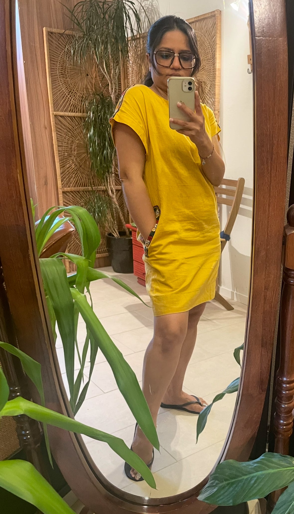 Yellow linen dress