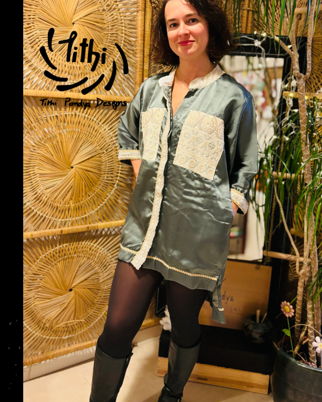 Satin shirt dress